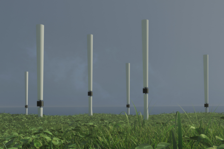 An array of bladeless wind turbines